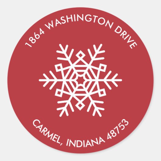 ラウンドスノーフレーク差出人住所ラベル ラウンドシール (正面)