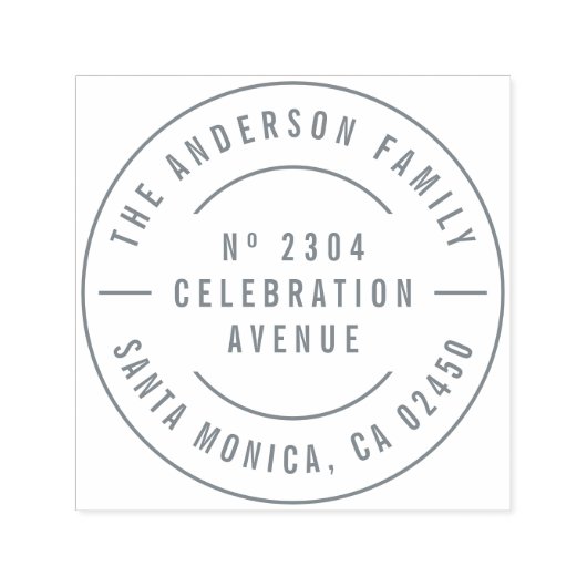ラウンドタイポグラフィカスタムファミリ名差出人住所 セルフインキングスタンプ (デザイン)
