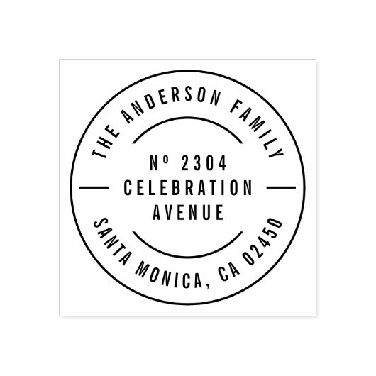 ラウンドタイポグラフィカスタムファミリ名差出人住所 ラバースタンプ (インプリント)
