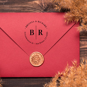 ラウンドタイポグラフィ結婚とイニシャル差出人住所 ラバースタンプ