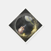 ラウンドタワー窓のハロウィーンフクロウ スタンダードカクテルナプキン (角)