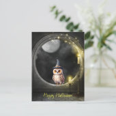 ラウンドタワー窓のハロウィーンフクロウ ポストカード (スタンド正面)