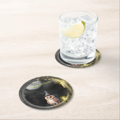 ラウンドタワー窓のハロウィーンフクロウ ラウンドペーパーコースター (インサイチュ)