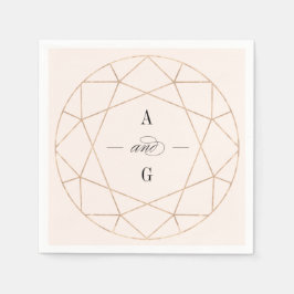 ラウンドダイヤモンドジェムジオメトリックモノグラムシ結婚ック スタンダードカクテルナプキン