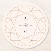 ラウンドダイヤモンドジェムストーンスタイリッシュジオメト結婚リ ラウンドペーパーコースター (正面)