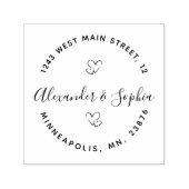 ラウンドダブルモダンハート結婚の差出人住所 セルフインキングスタンプ (デザイン)