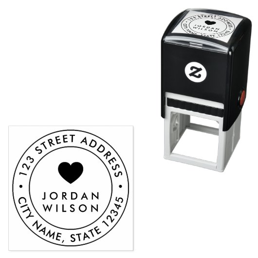 ラウンドダブル縁どモダンハート差出人住所 セルフインキングスタンプ (インサイチュ)
