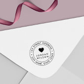 ラウンドダブル縁どモダンハート差出人住所 セルフインキングスタンプ