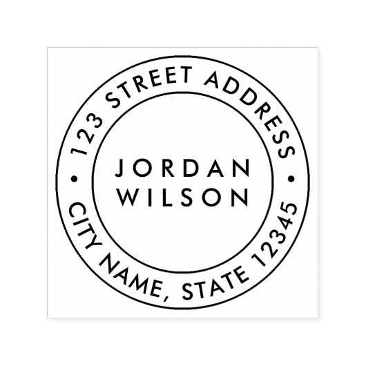 ラウンドダブル縁どモダン差出人住所 セルフインキングスタンプ (デザイン)