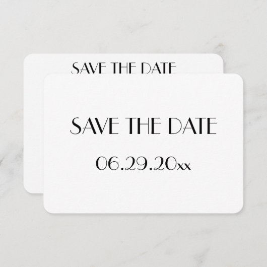 ラウンドデコミニマルホワイトウェディングデートを保存 招待状 (正面/裏面)