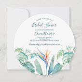 ラウンドトロピカルウォーターカラー植物性ブライダルシャワー セーブザデート (正面)