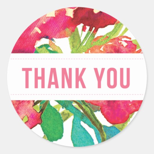 ラウンドトロピカルフローラサンキューステッカー ラウンドシール (正面)