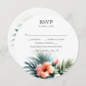 ラウンドトロピカルRSVPカードスタッカブル招待状 招待状 (正面/裏面)
