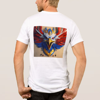 ラウンドネック、イーグルバックプリントTシャツ トライブレンドTシャツ