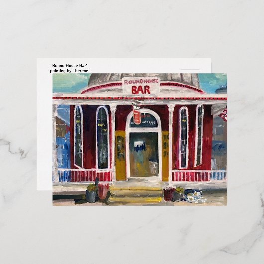 「ラウンドハウスバー」ベイ絵を描のはがきを入れる 箔シーズンポストカード (正面/裏面)