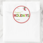 ラウンドハッピーホリデーギフトステッカー ラウンドシール (バッグ)