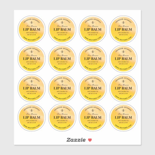 ラウンドハニービーリップビーズワックスバールラベル シール (シート)