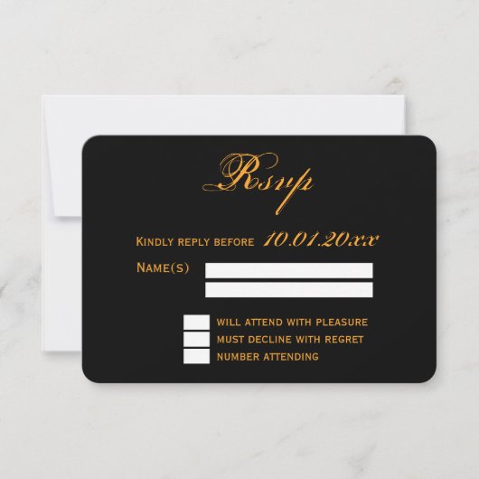 ラウンドハロウィンウェディングRSVPカードでの夜 出欠カード (正面)