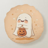 ラウンドハロウィーン幽霊枕 – 編集可能 ラウンドクッション (裏面)