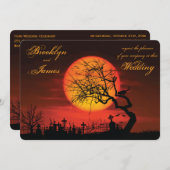 ラウンドハロウィーン結婚式招待状アットナイト 招待状 (正面/裏面)