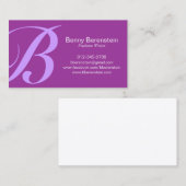 ラウンドハンドはっきりしたモノグラムパープルビジネスカード 名刺 (正面/裏面)