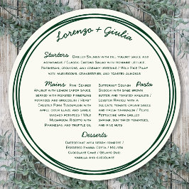 ラウンドハンドドローレトログリーン手書き結婚の メニュー