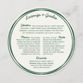 ラウンドハンドドローレトログリーン手書き結婚の メニュー (裏面)