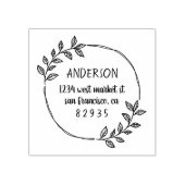 ラウンドハンド描画された葉ファミリ差出人住所 ラバースタンプ (インプリント)