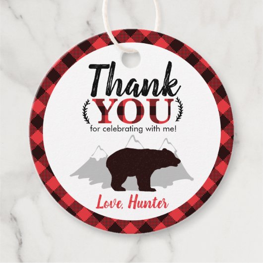 ラウンドバッファロープレイドベアーランバージャック誕生日 フェイバータグ (正面)