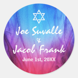 ラウンドバー(ユダヤ教の)バル・ミツバーシール |青い赤 | Fire Ice ラウンドシール