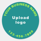 ラウンドパターン電話番号文字オンティール(緑がかった色)緑 ラウンドシール (正面)
