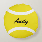 ラウンドパーソナライズされたイエローテニスボール装飾用クッション ラウンドクッション (裏面)