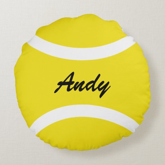 ラウンドパーソナライズされたイエローテニスボール装飾用クッション ラウンドクッション (裏面)