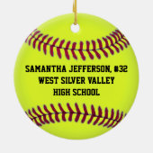 ラウンドパーソナライズされたソフトボールスポーツオーナメント セラミックオーナメント (裏面)