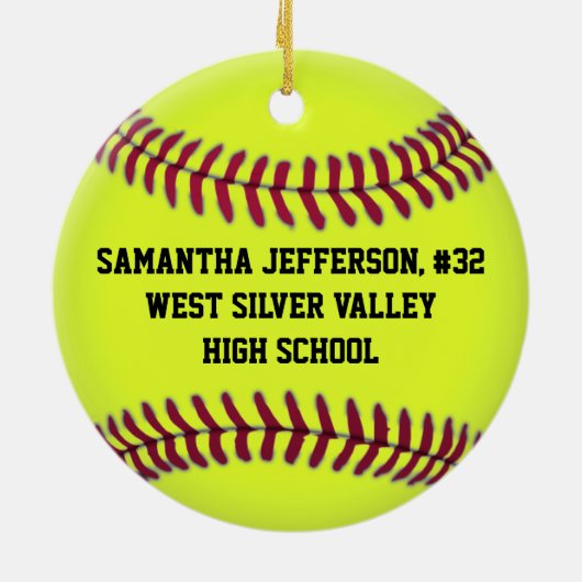 ラウンドパーソナライズされたソフトボールスポーツオーナメント セラミックオーナメント (裏面)