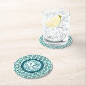 ラウンドパーソナライズされたティール（緑がかった色）コースター ラウンドペーパーコースター (インサイチュ)