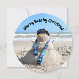 ラウンドパーソナライズされたフロリダ雪だるまビーチクリスマス シーズンカード