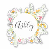 ラウンドパーソナライズされたフローラ名ノートパソコンシール シール (正面)