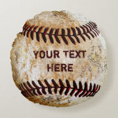 ラウンドパーソナライズされたヴィンテージ野球装飾用クッション ラウンドクッション (正面)