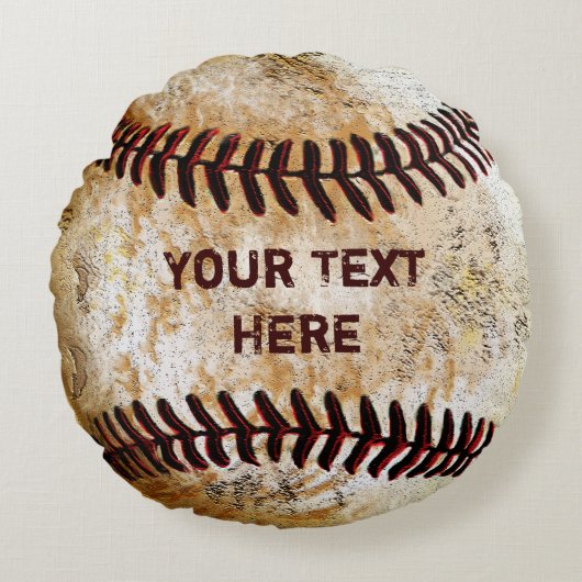 ラウンドパーソナライズされたヴィンテージ野球装飾用クッション ラウンドクッション (正面)