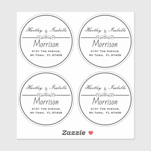 ラウンドパーソナライズされた澄ん住所 シール (シート)