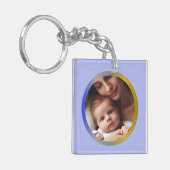 ラウンドパーソナライズされた2枚の写真、ブルーシルバー&金ゴールド キーホルダー (正面左)