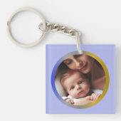 ラウンドパーソナライズされた2枚の写真、ブルーシルバー&金ゴールド キーホルダー (正面)