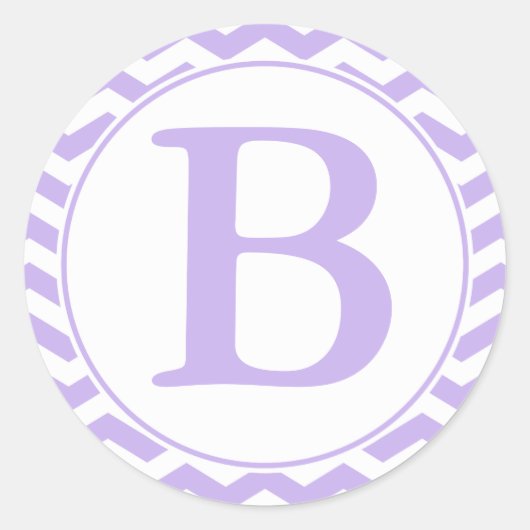 ラウンドパープルシェブロン封筒用シールとモノグラム ラウンドシール (正面)