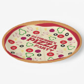 ラウンドピザパーティー子供の誕生日 ペーパープレート (アングル)