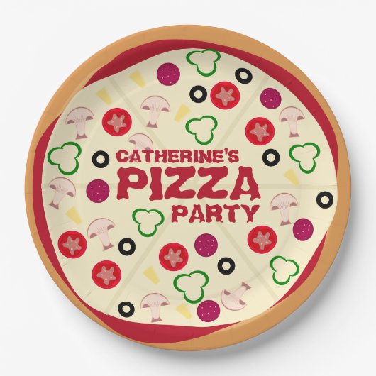 ラウンドピザパーティー子供の誕生日 ペーパープレート (正面)