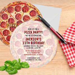 🍕 ラウンドピザパーティー誕生日招待状 招待状