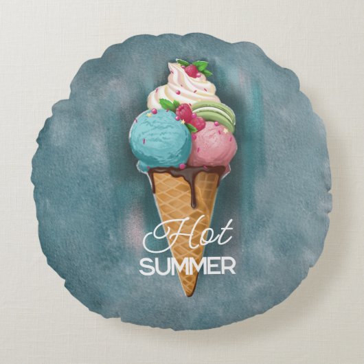 ラウンドピローアイスクリーム ラウンドクッション (正面)