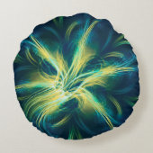 ラウンドピローフラクタルフラワーブルーパレット ラウンドクッション (裏面)