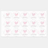 ラウンドピンクのハートバウ赤ちゃんシャワー好意ステッカー ラベル (シート)